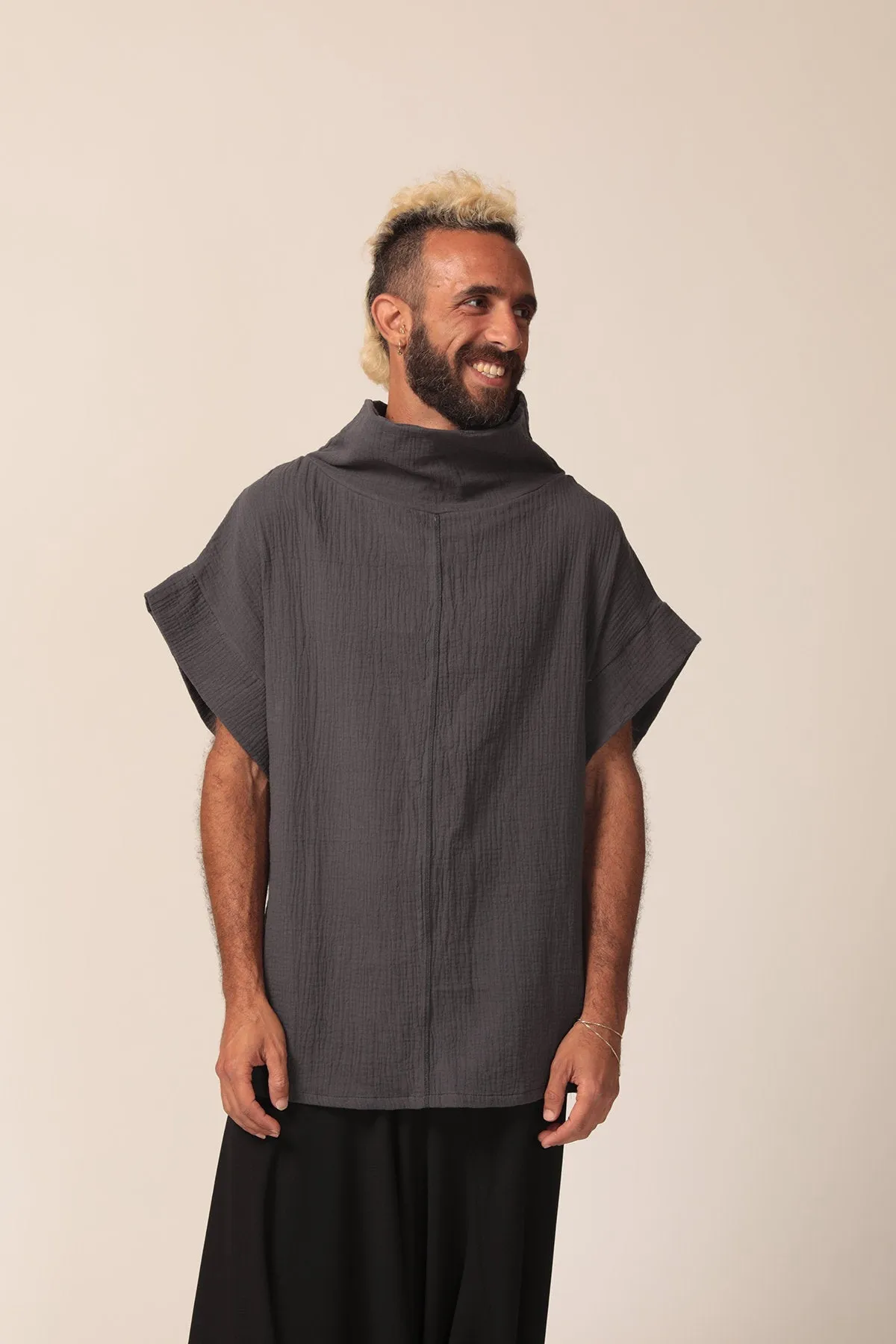 Men's Oversize Dark Grey Cotton Top