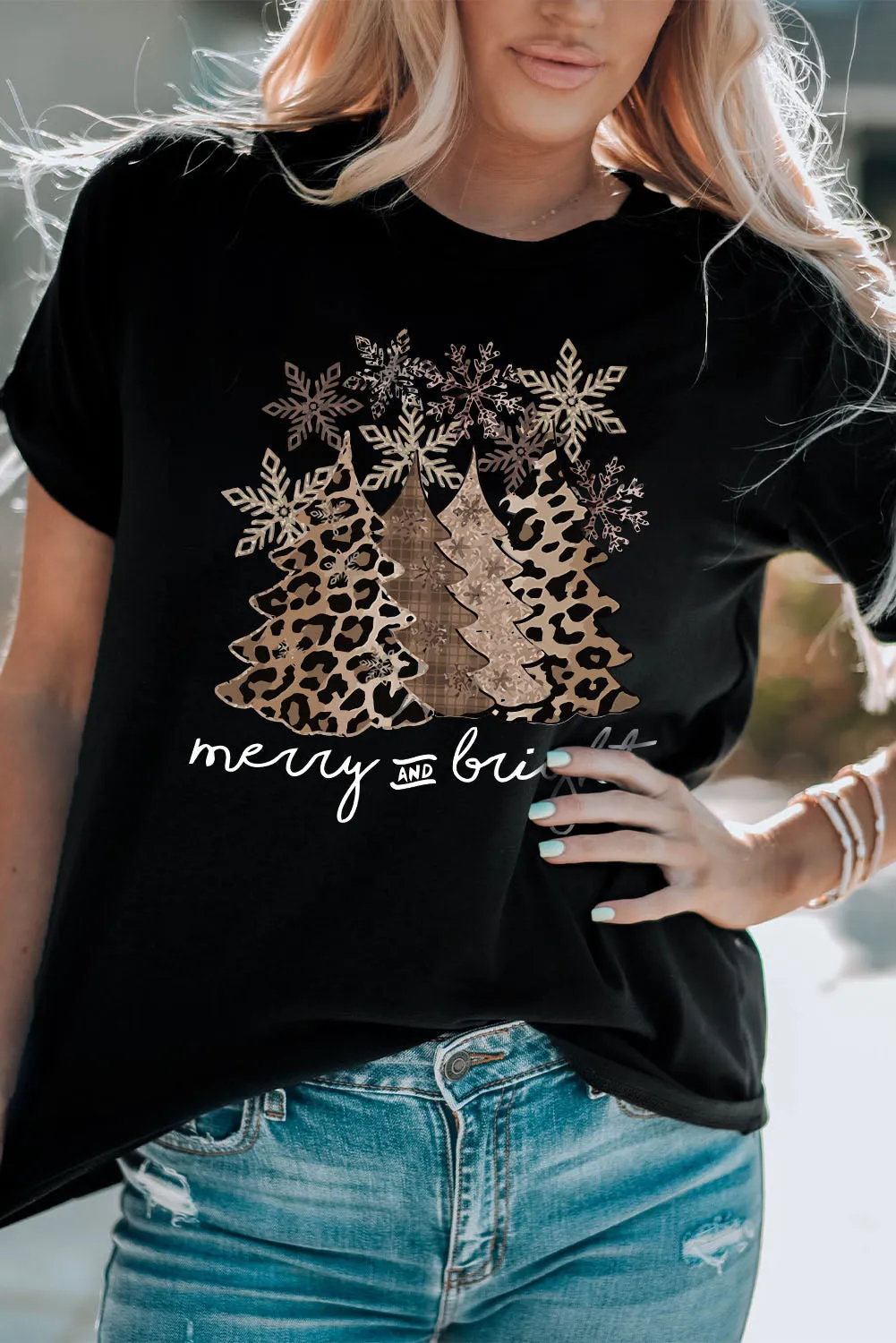 Merry & Bright Leopard Tee