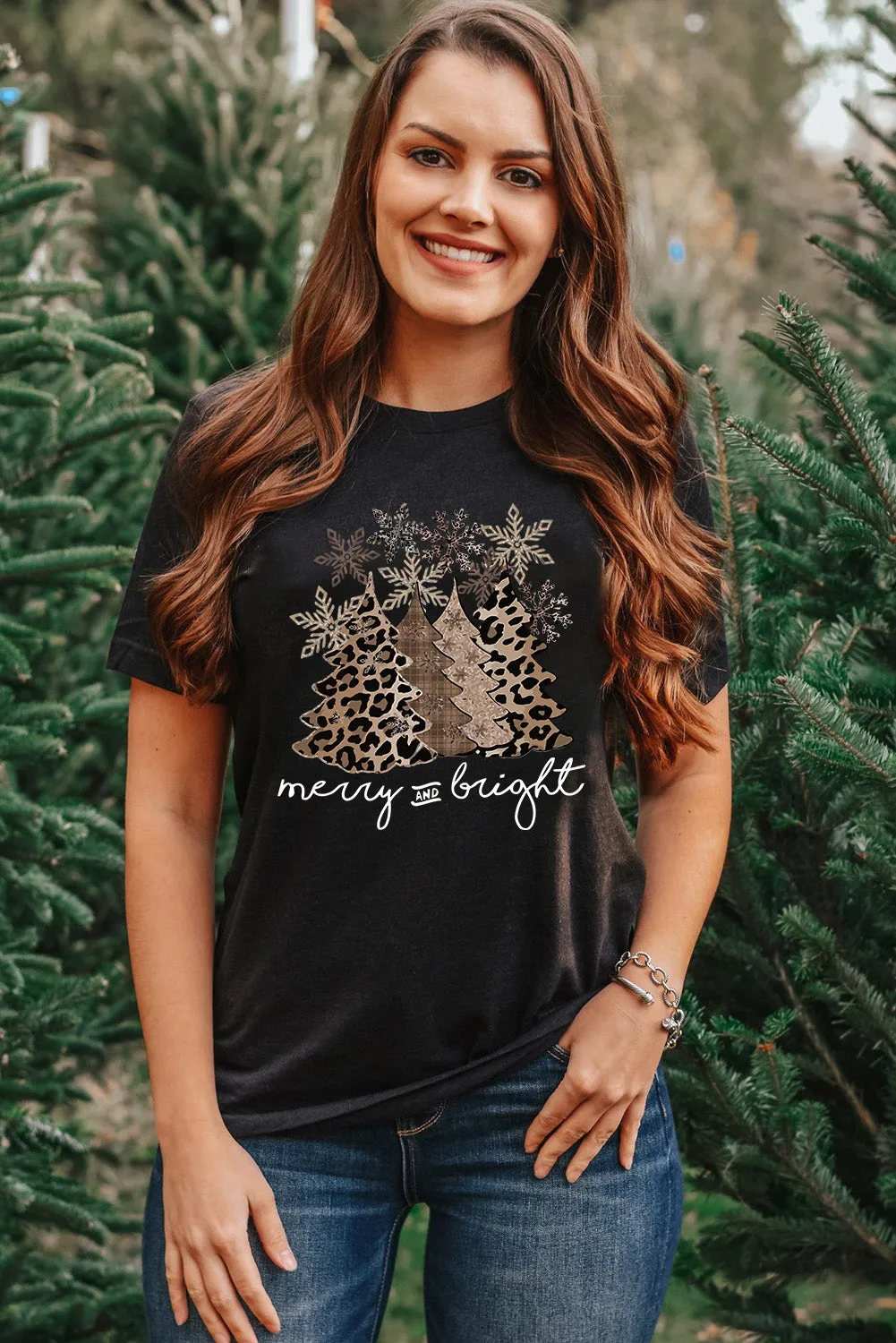 Merry & Bright Leopard Tee