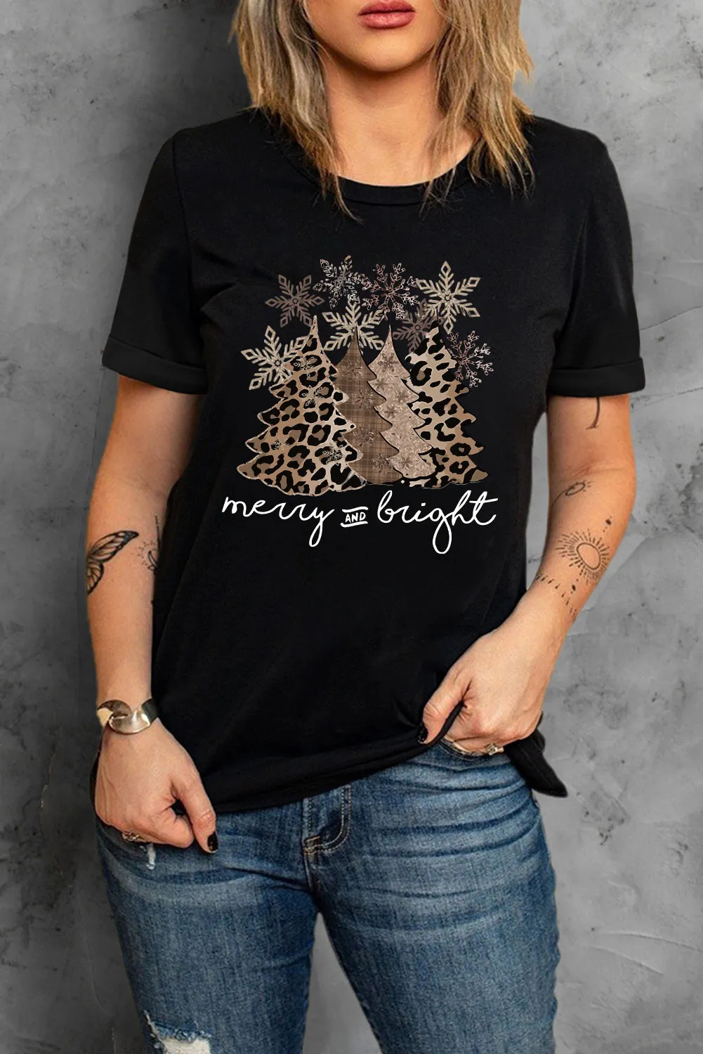 Merry & Bright Leopard Tee