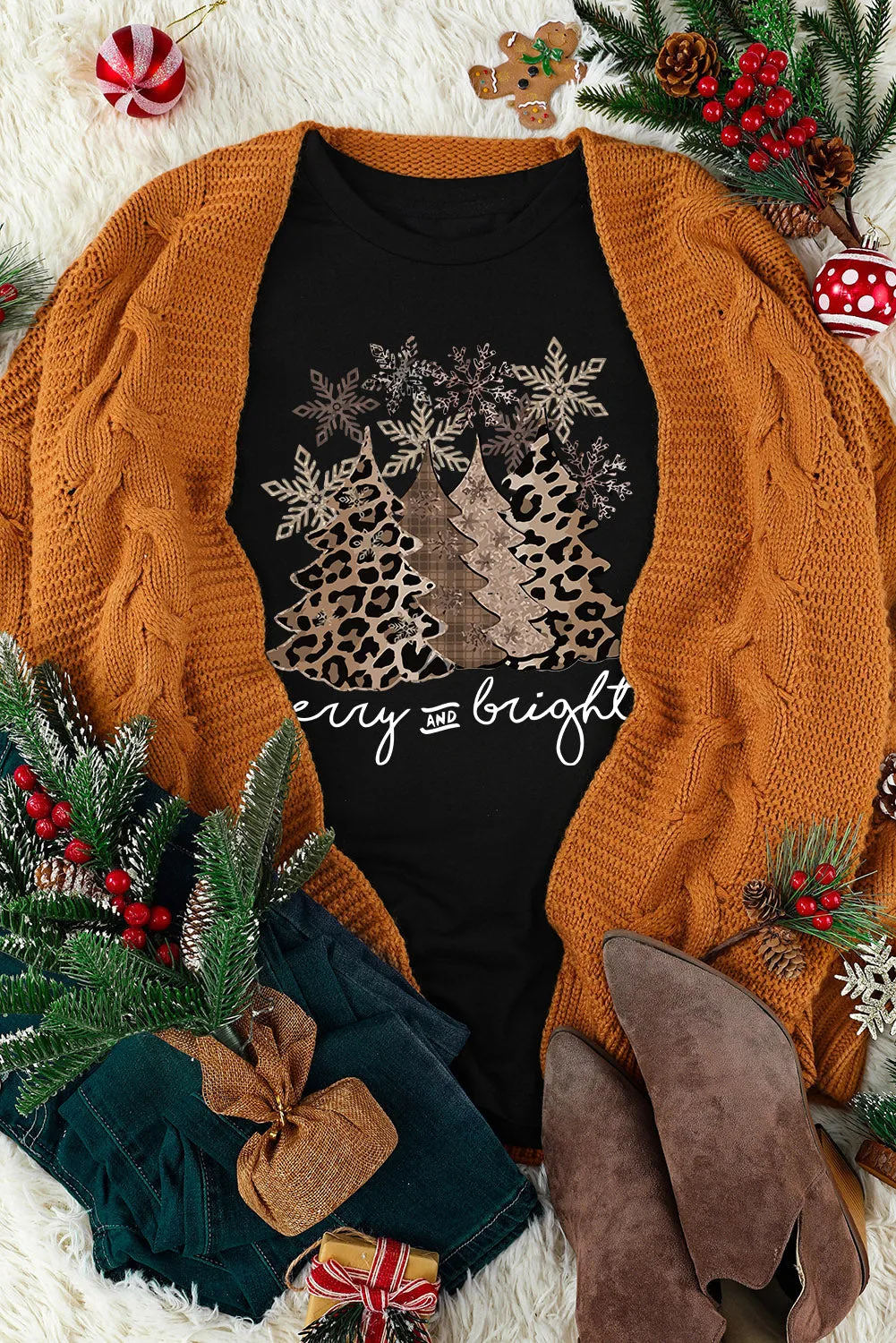 Merry & Bright Leopard Tee