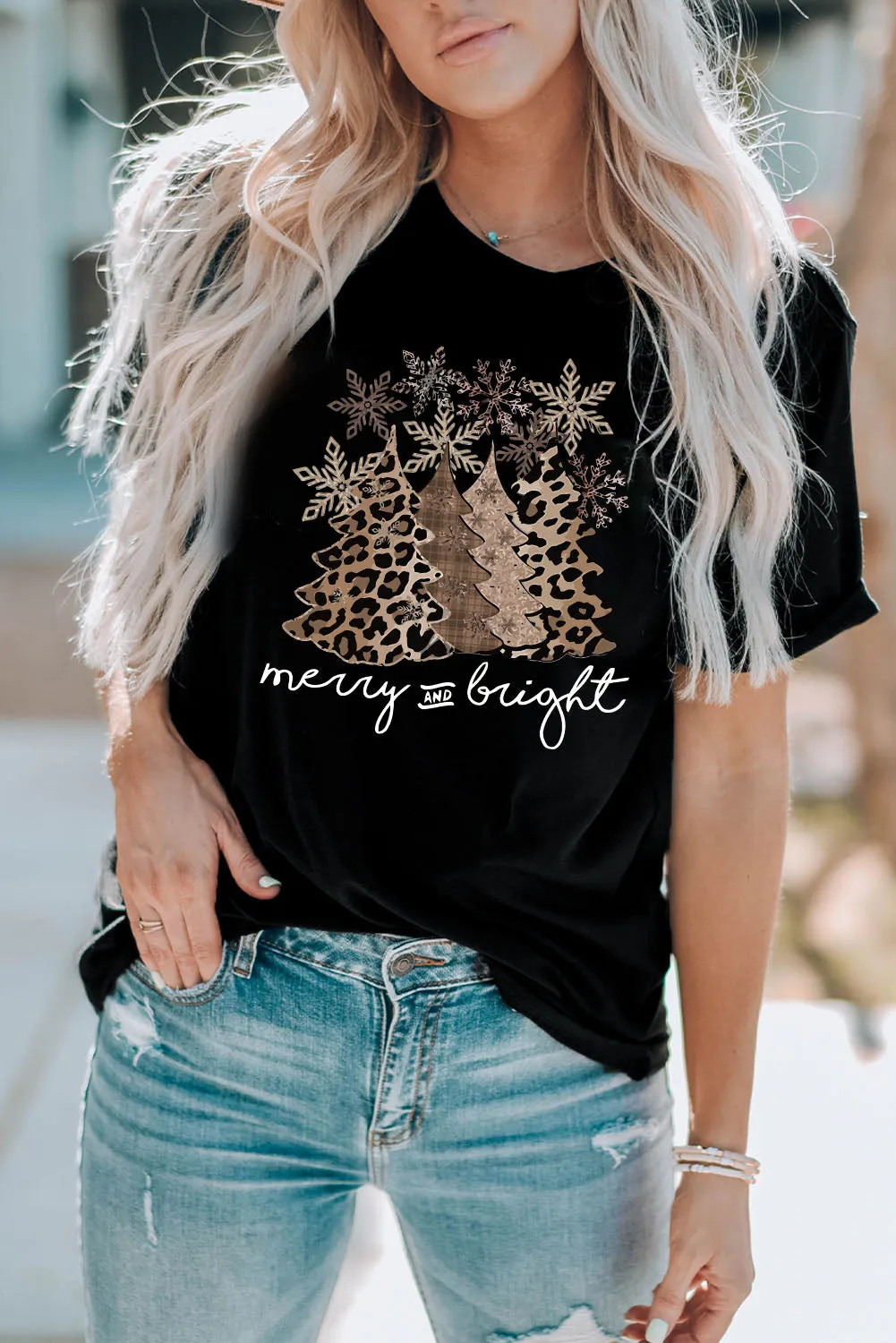 Merry & Bright Leopard Tee