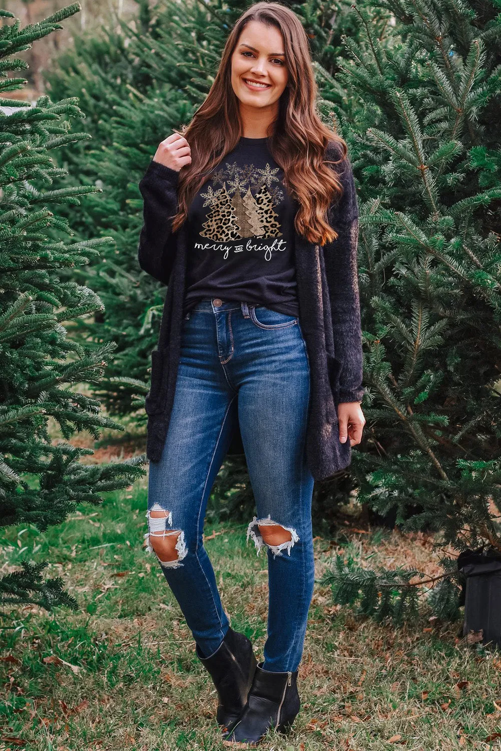 Merry & Bright Leopard Tee