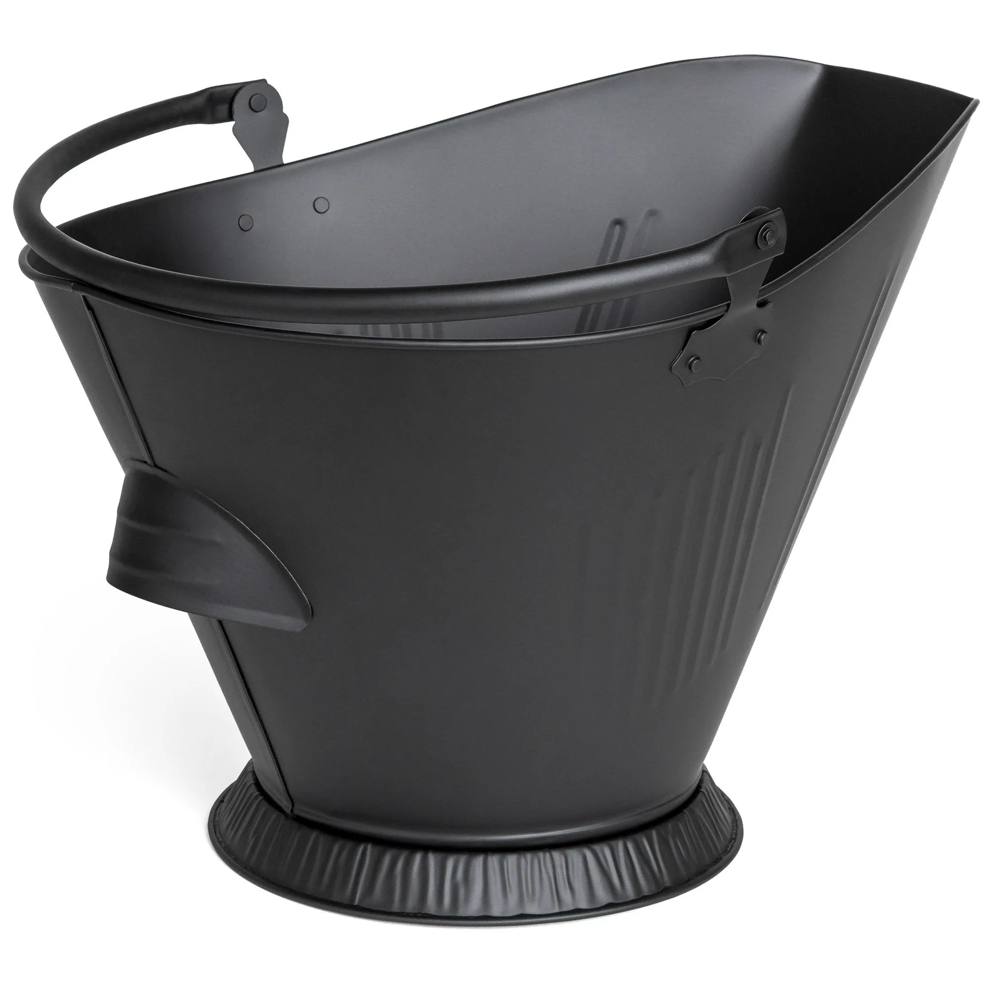 Metal Fireplace Ash Bucket Storage Container w/ Handles