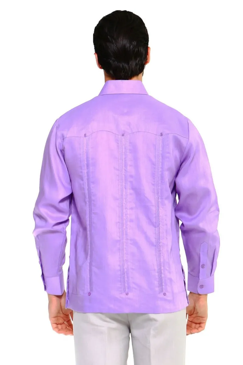 Mojito Collection Men's Guayabera Shirt Premium 100% Linen Long Sleeve