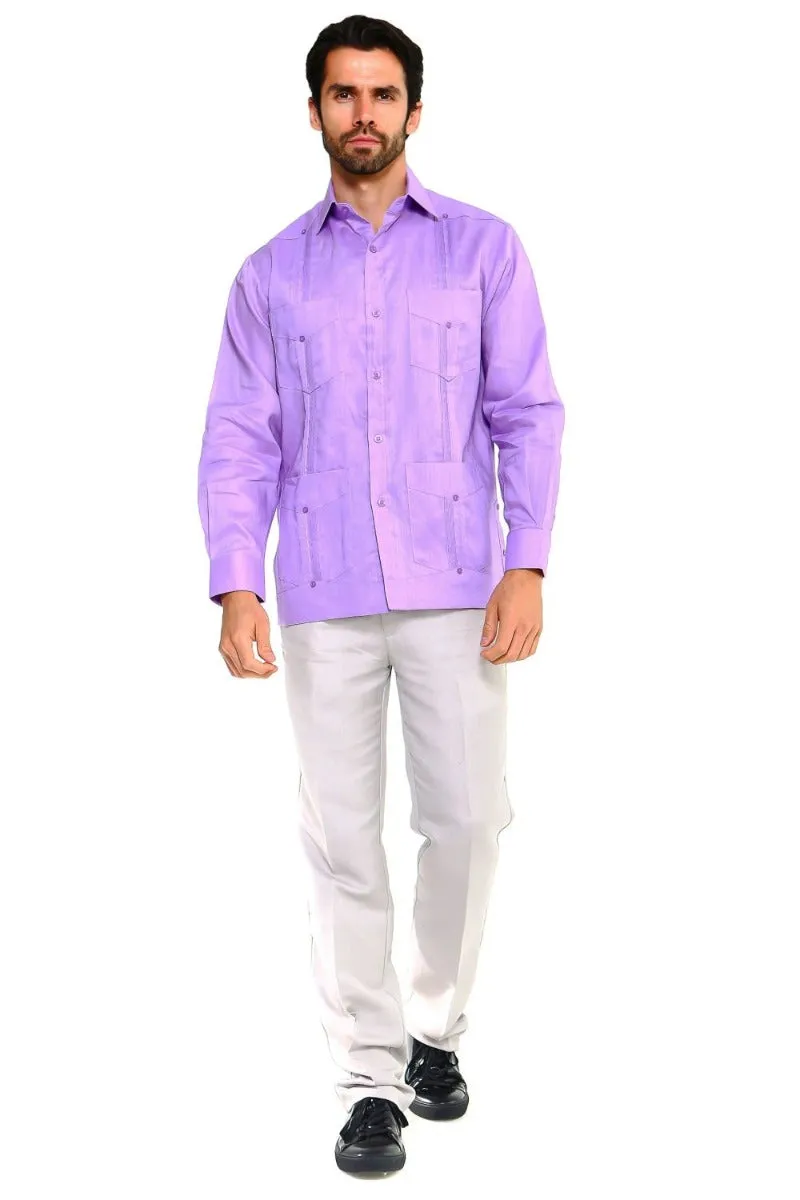 Mojito Collection Men's Guayabera Shirt Premium 100% Linen Long Sleeve