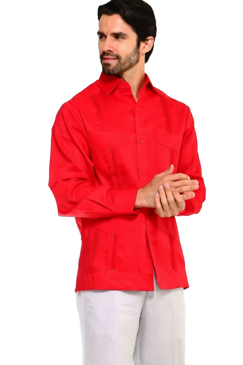 Mojito Collection Men's Guayabera Shirt Premium 100% Linen Long Sleeve