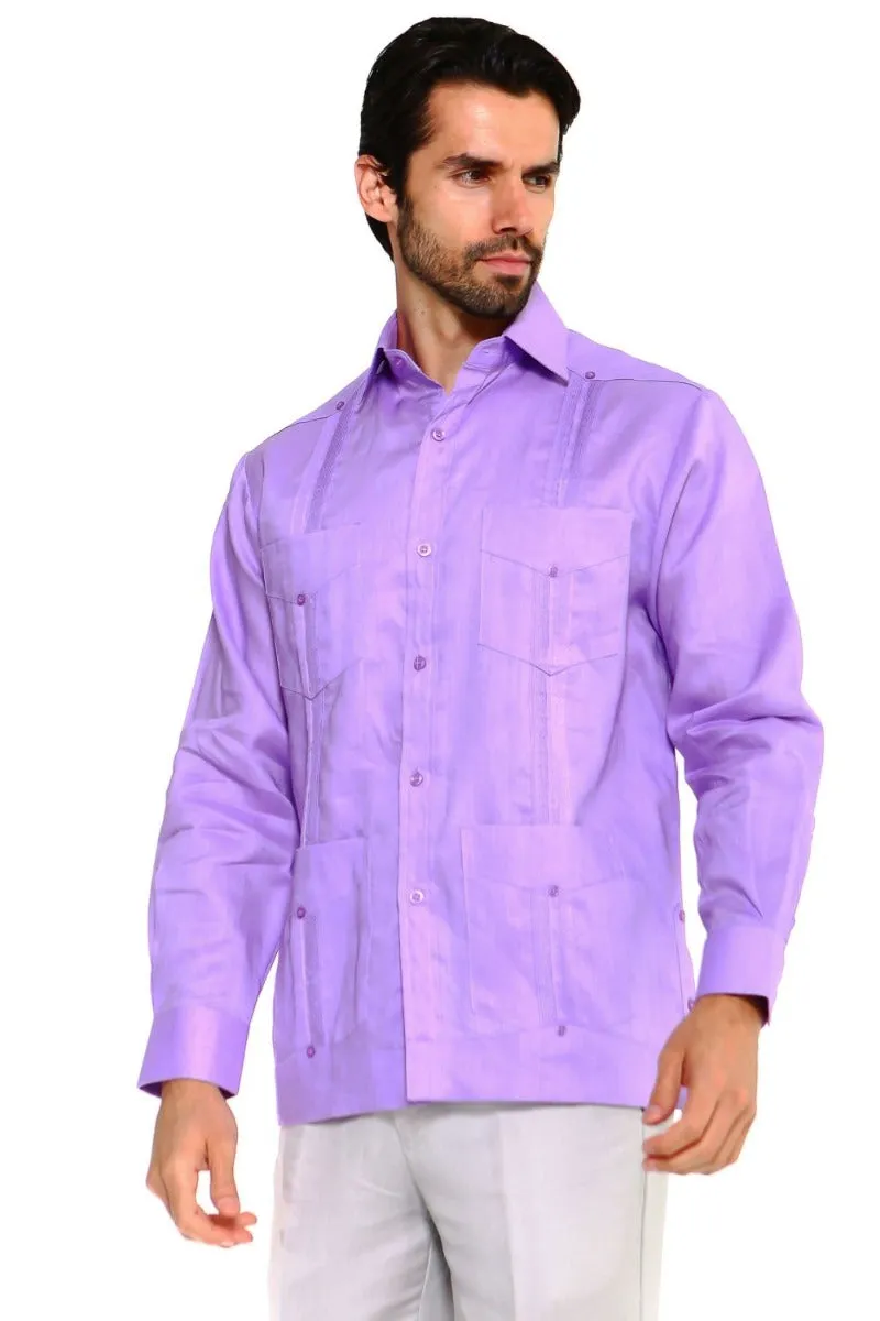 Mojito Collection Men's Guayabera Shirt Premium 100% Linen Long Sleeve