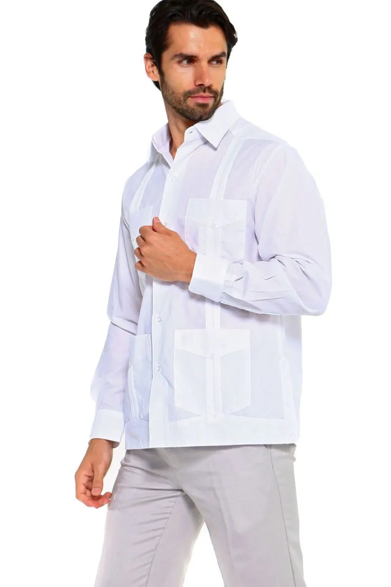 Mojito Collection Men's Guayabera Shirt Premium 100% Linen Long Sleeve