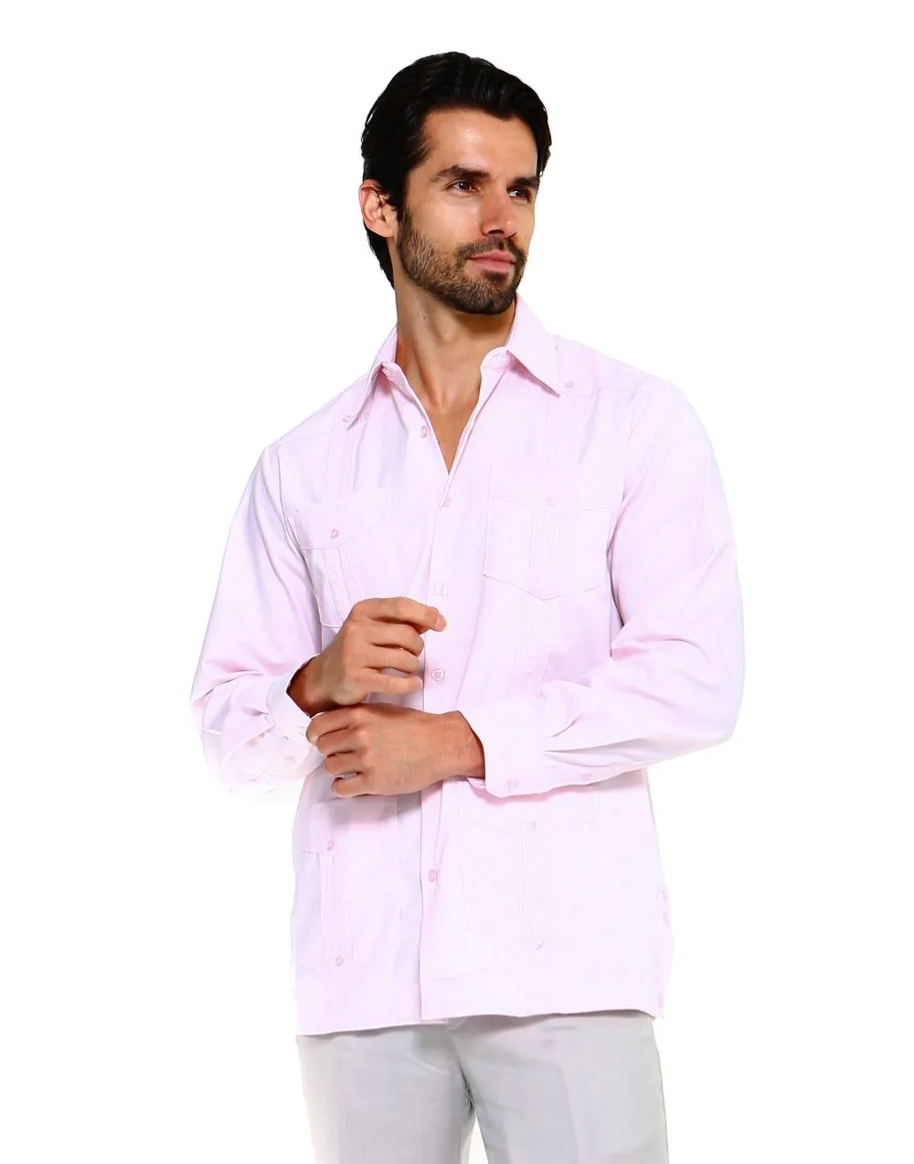 Mojito Collection Men's Guayabera Shirt Premium 100% Linen Long Sleeve