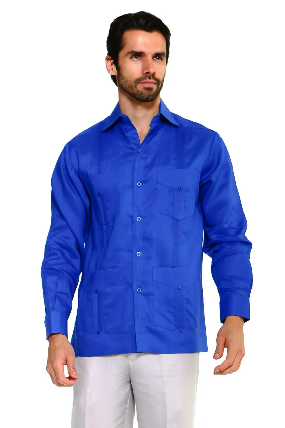 Mojito Collection Men's Guayabera Shirt Premium 100% Linen Long Sleeve