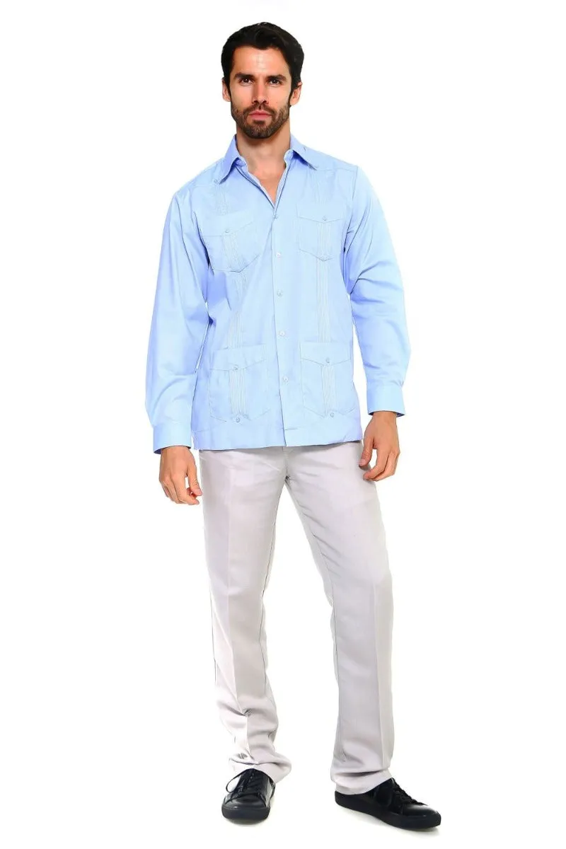 Mojito Collection Men's Guayabera Shirt Premium 100% Linen Long Sleeve