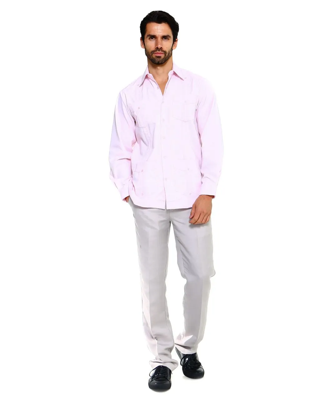 Mojito Collection Men's Guayabera Shirt Premium 100% Linen Long Sleeve