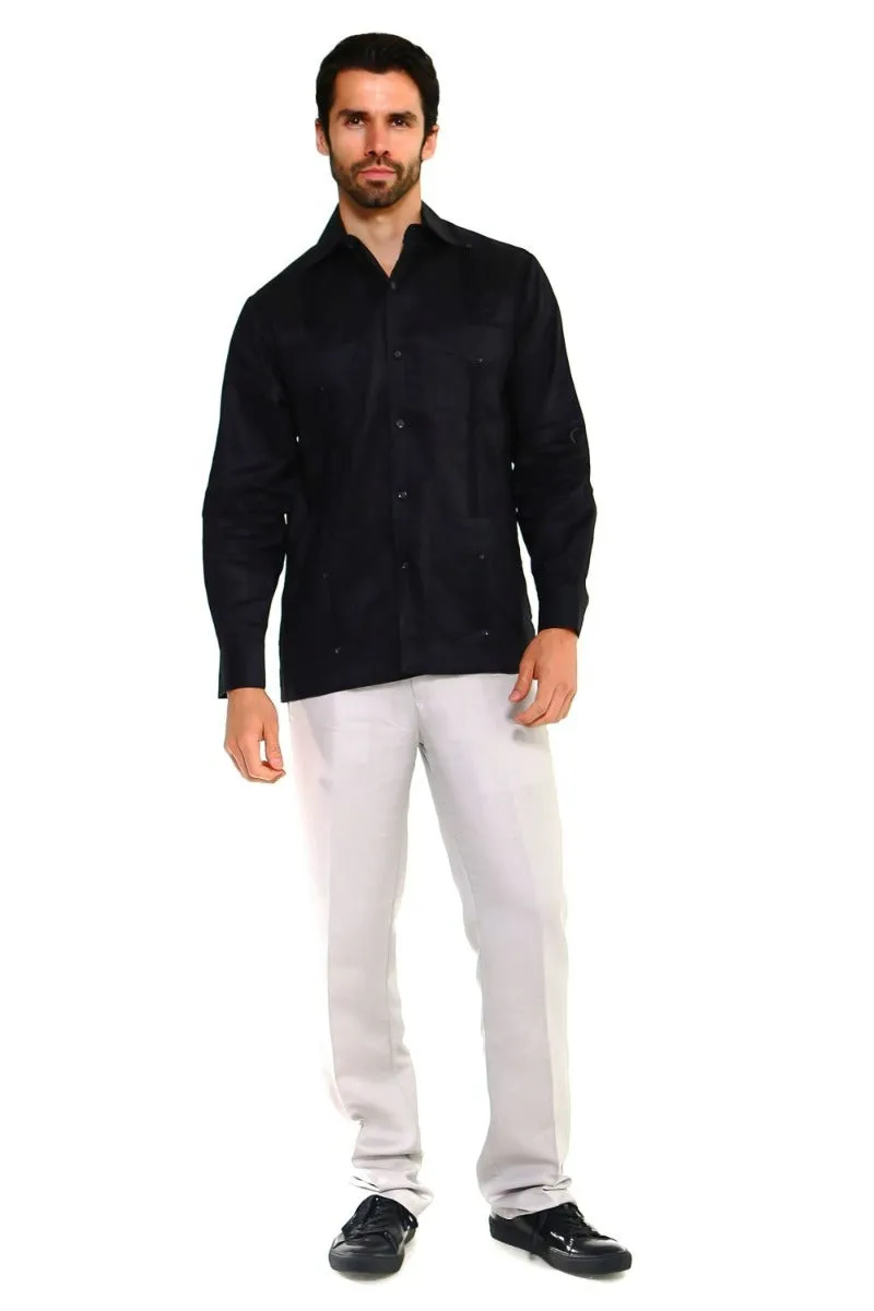 Mojito Collection Men's Guayabera Shirt Premium 100% Linen Long Sleeve