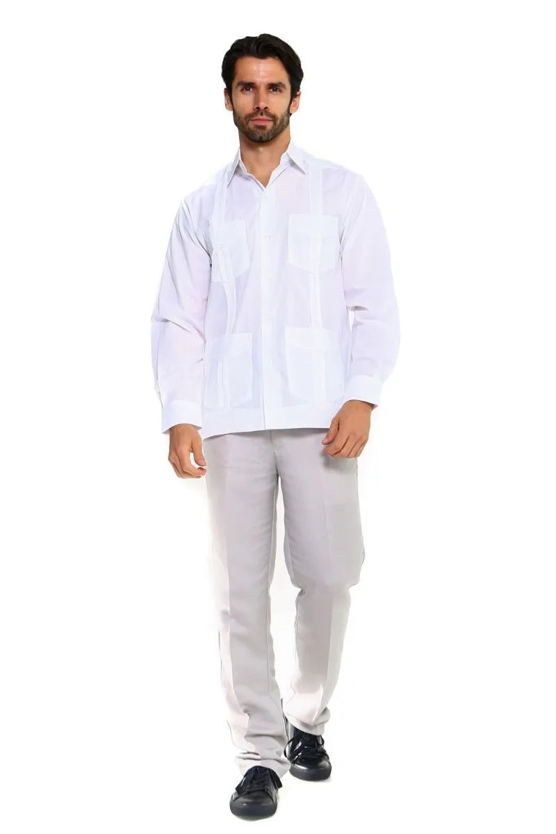 Mojito Collection Men's Guayabera Shirt Premium 100% Linen Long Sleeve