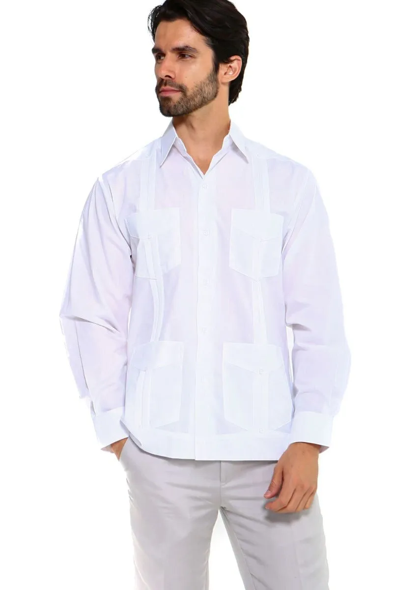 Mojito Collection Men's Guayabera Shirt Premium 100% Linen Long Sleeve