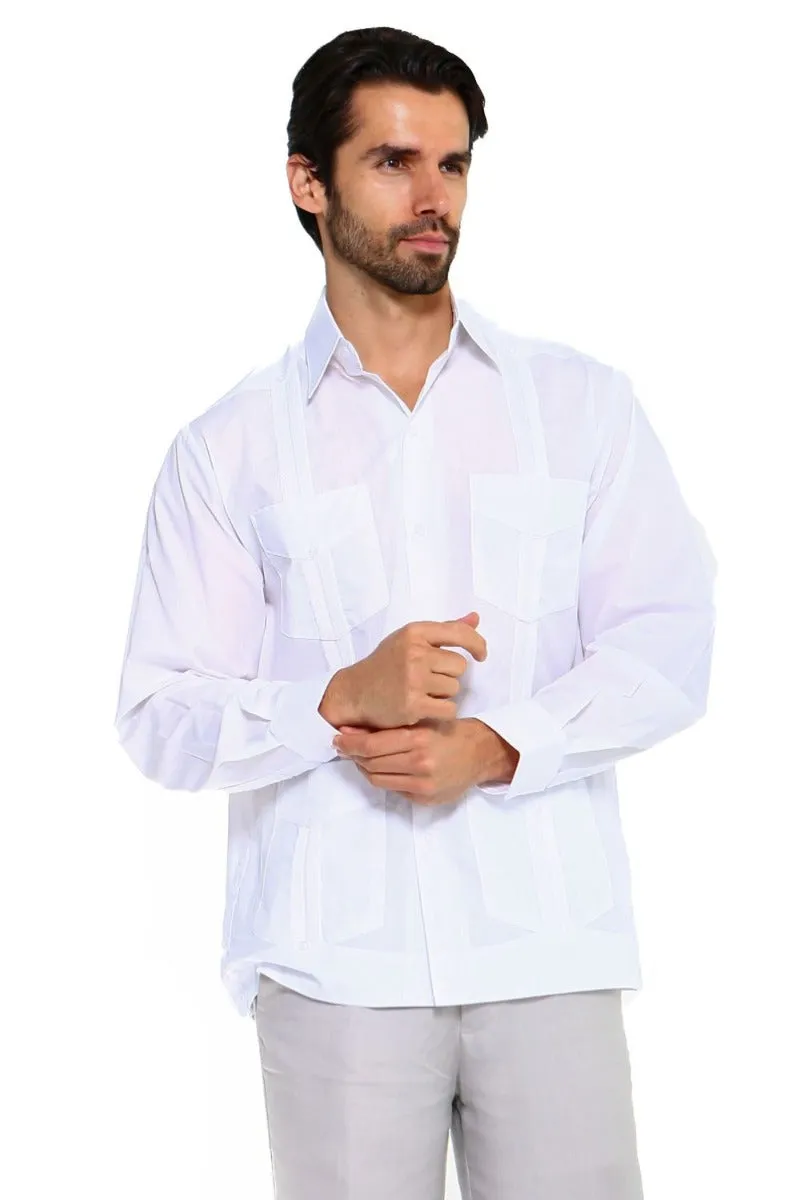 Mojito Collection Men's Guayabera Shirt Premium 100% Linen Long Sleeve