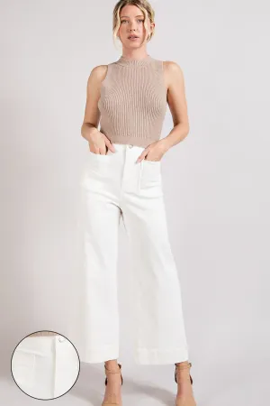 Off White Soft Washed Wide Leg Pants