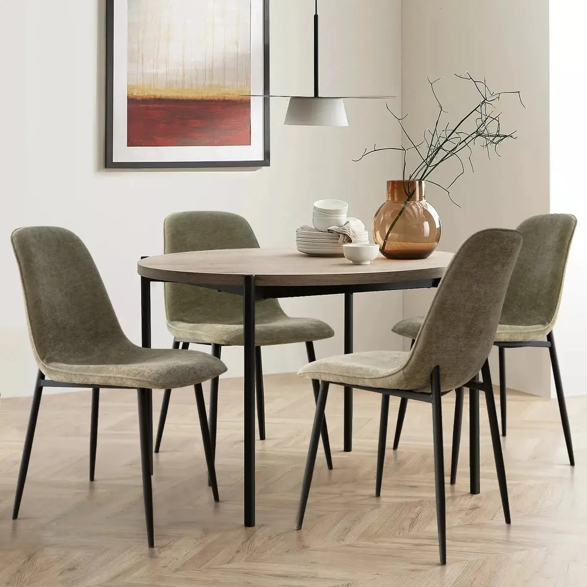 Oslo Modern Chenille Dining Chair with Metal Legs (Set of 4)