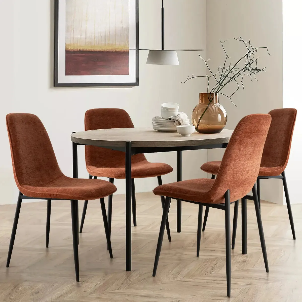 Oslo Modern Chenille Dining Chair with Metal Legs (Set of 4)