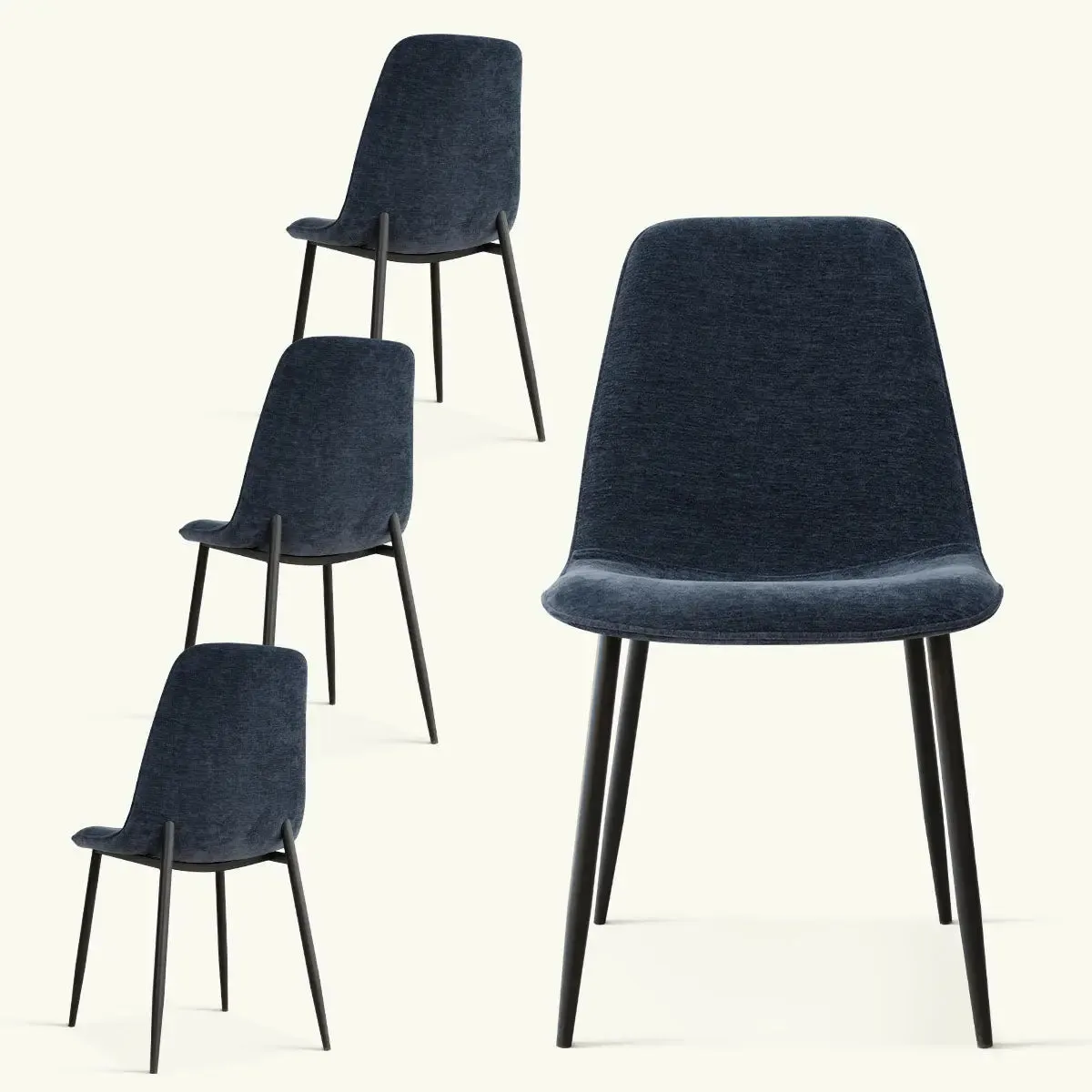 Oslo Modern Chenille Dining Chair with Metal Legs (Set of 4)