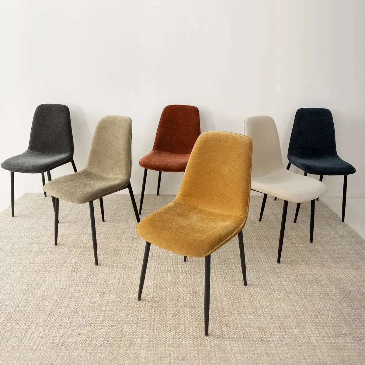 Oslo Modern Chenille Dining Chair with Metal Legs (Set of 4)