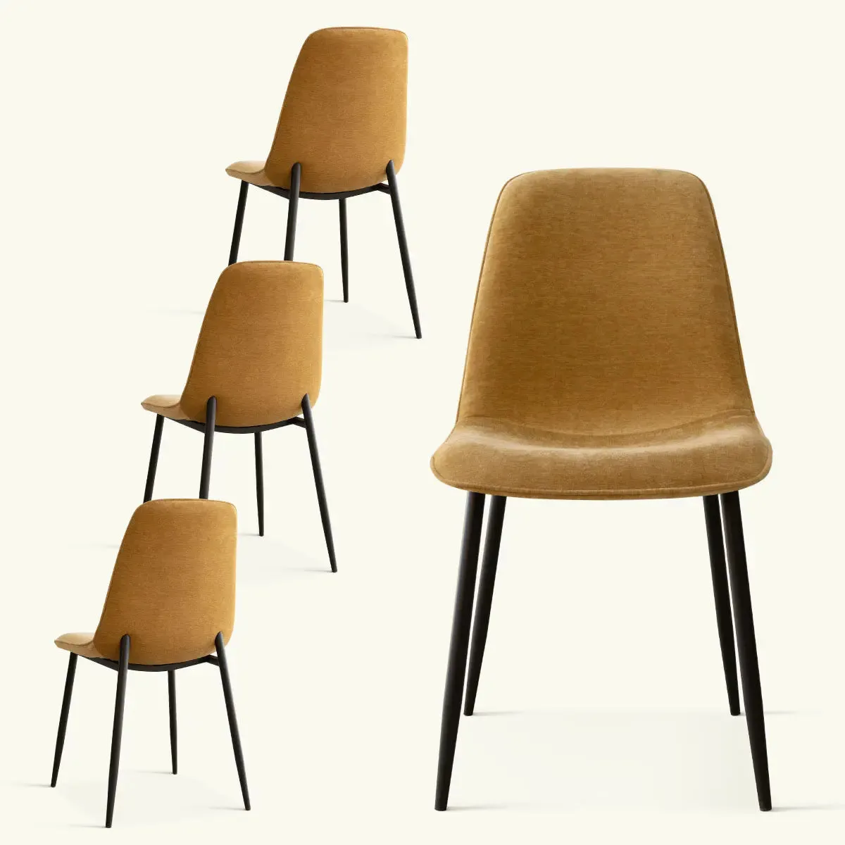 Oslo Modern Chenille Dining Chair with Metal Legs (Set of 4)