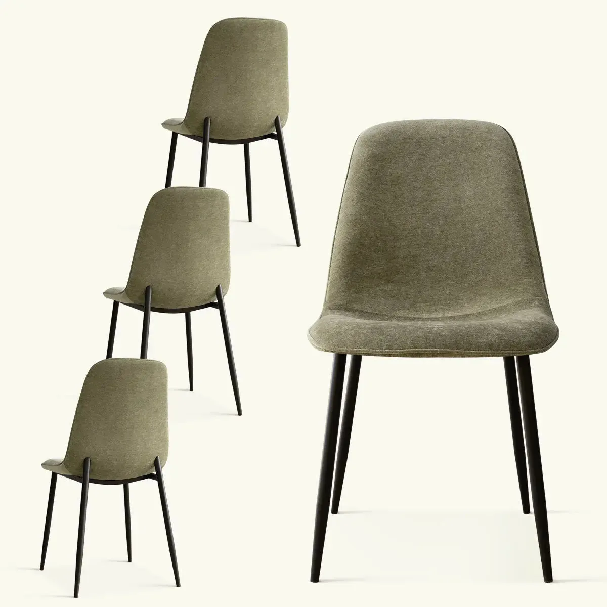 Oslo Modern Chenille Dining Chair with Metal Legs (Set of 4)