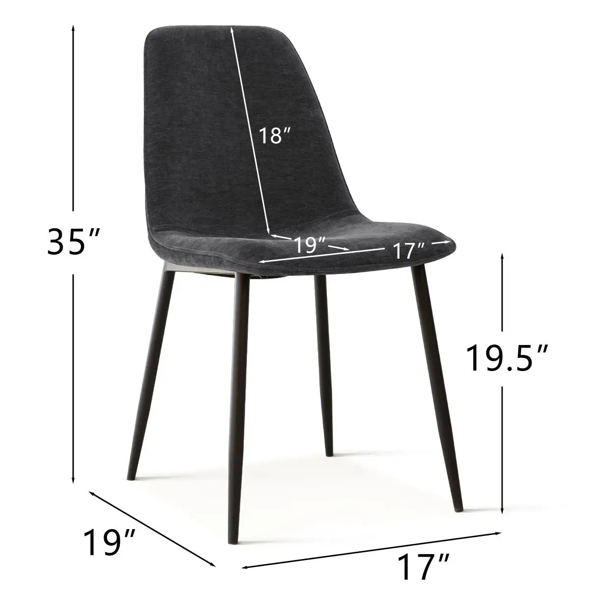 Oslo Modern Chenille Dining Chair with Metal Legs (Set of 4)