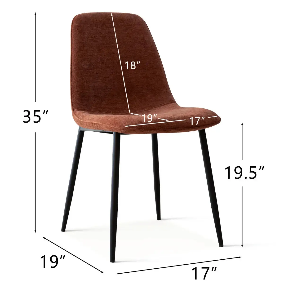 Oslo Modern Chenille Dining Chair with Metal Legs (Set of 4)