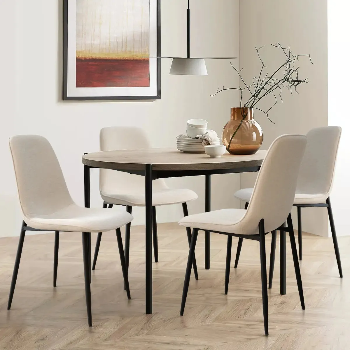 Oslo Modern Chenille Dining Chair with Metal Legs (Set of 4)