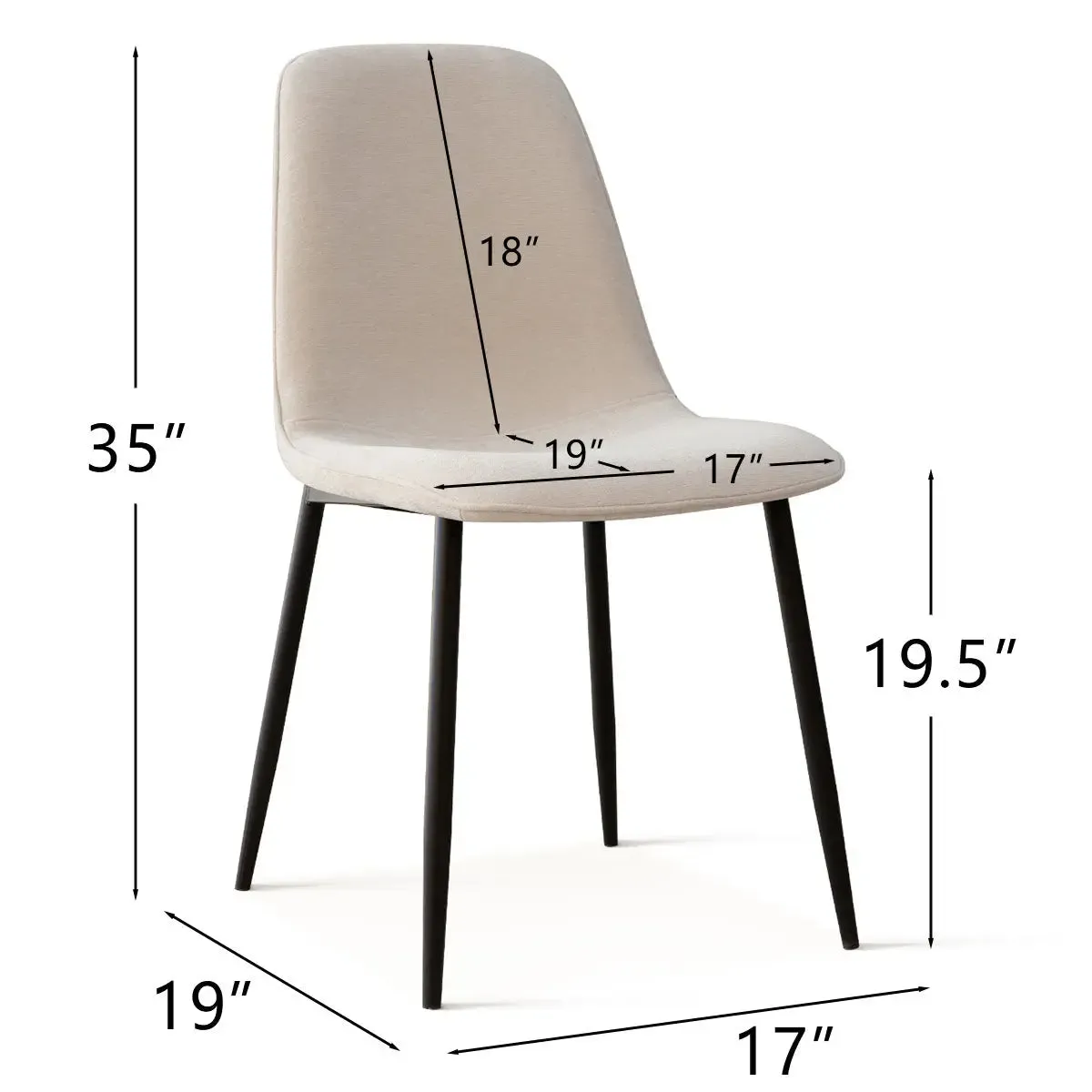 Oslo Modern Chenille Dining Chair with Metal Legs (Set of 4)