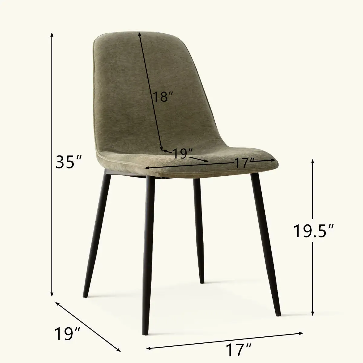 Oslo Modern Chenille Dining Chair with Metal Legs (Set of 4)