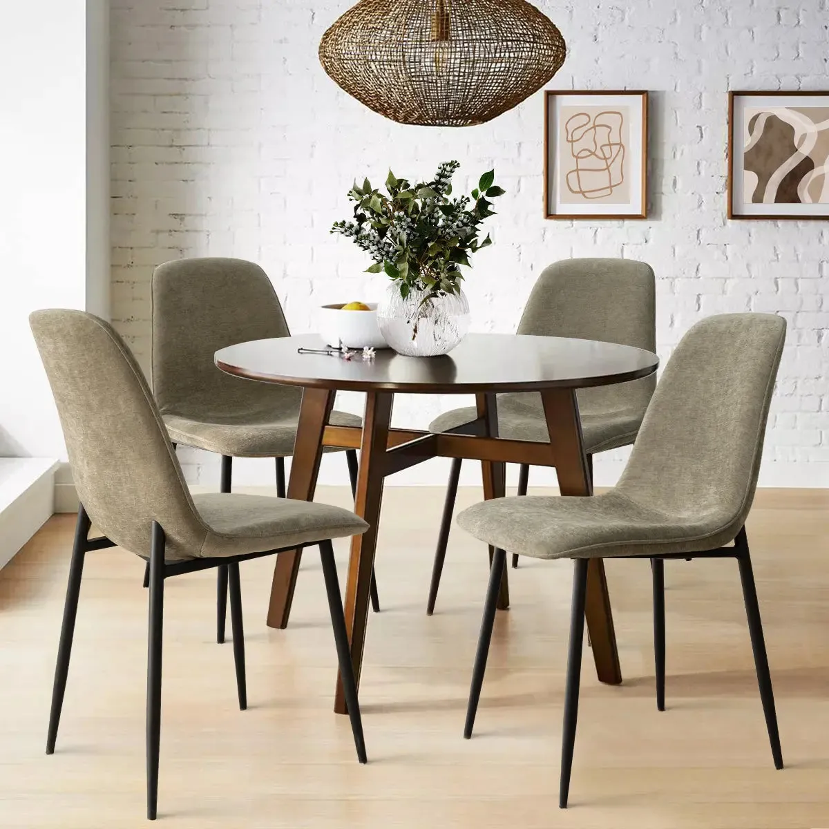 Oslo Modern Chenille Dining Chair with Metal Legs (Set of 4)