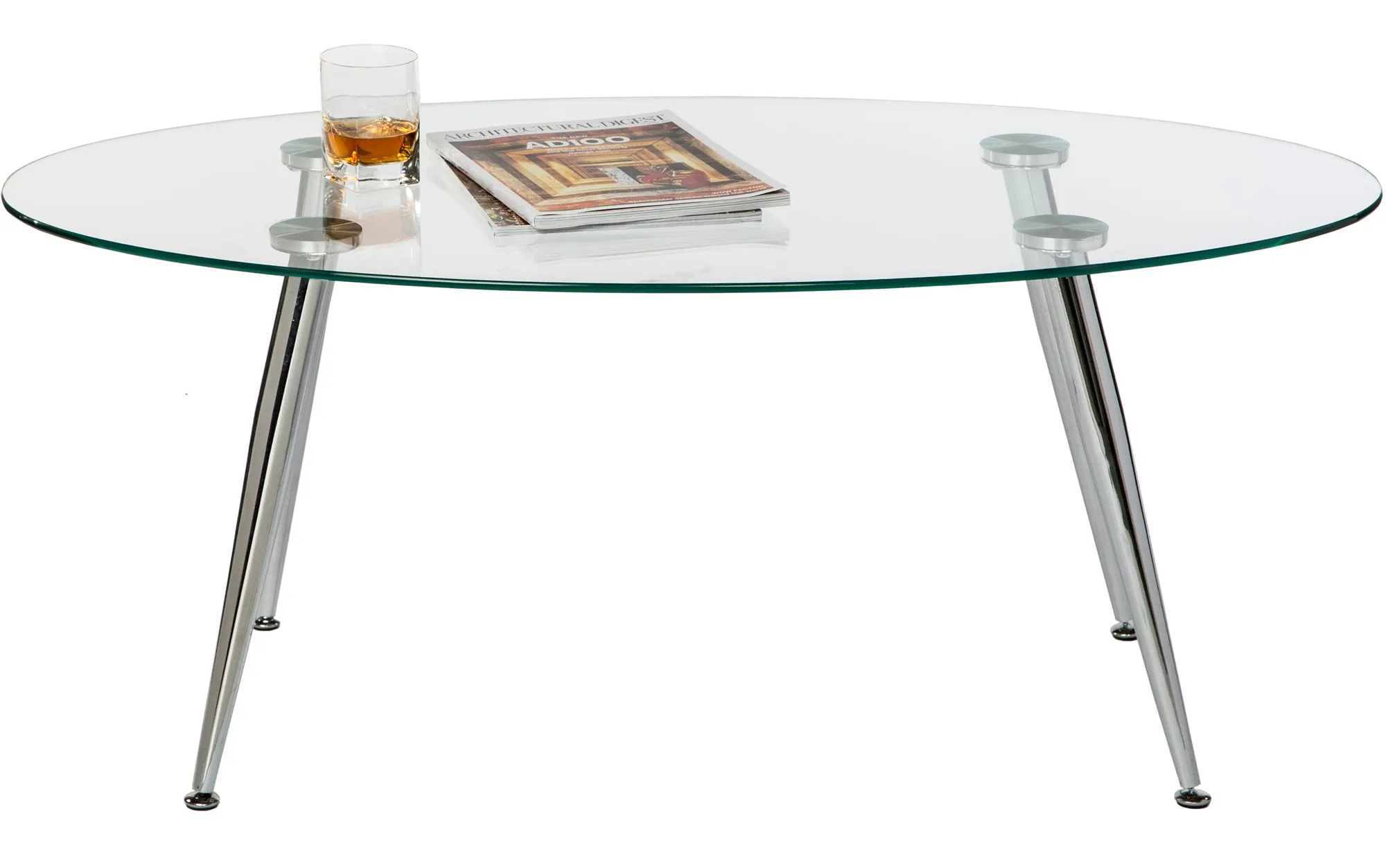 Pacifica Coffee Table Clear Tempered Glass Top and Chrome Tube Base