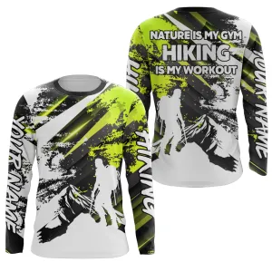 Personalized Name Green Hiking Breathable 3D Long Sleeve Shirt, Hiking is My Workout Shirt