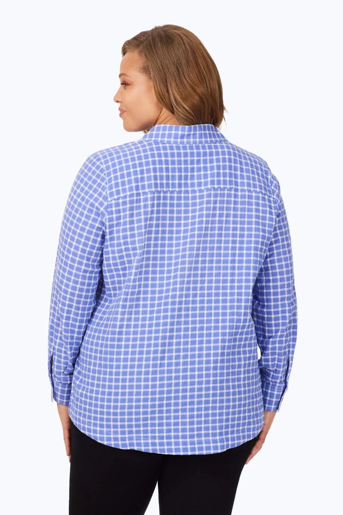 Plus Warm Check Stretch Cotton Shirt