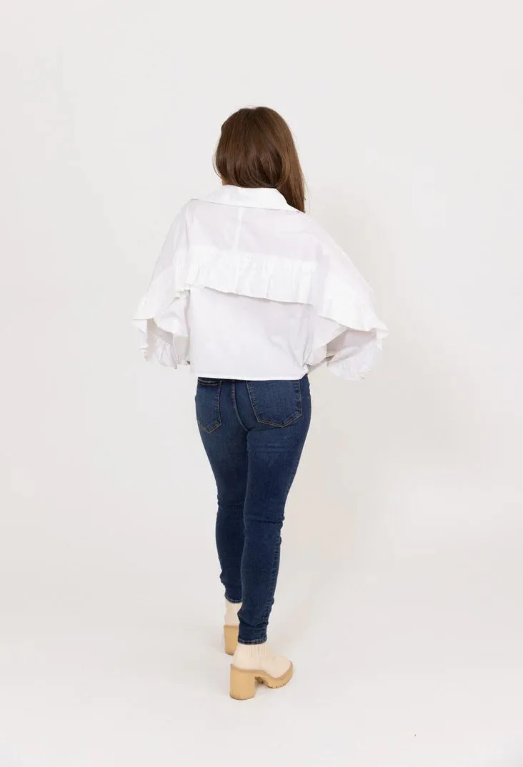 Poplin Ruffle Back Top