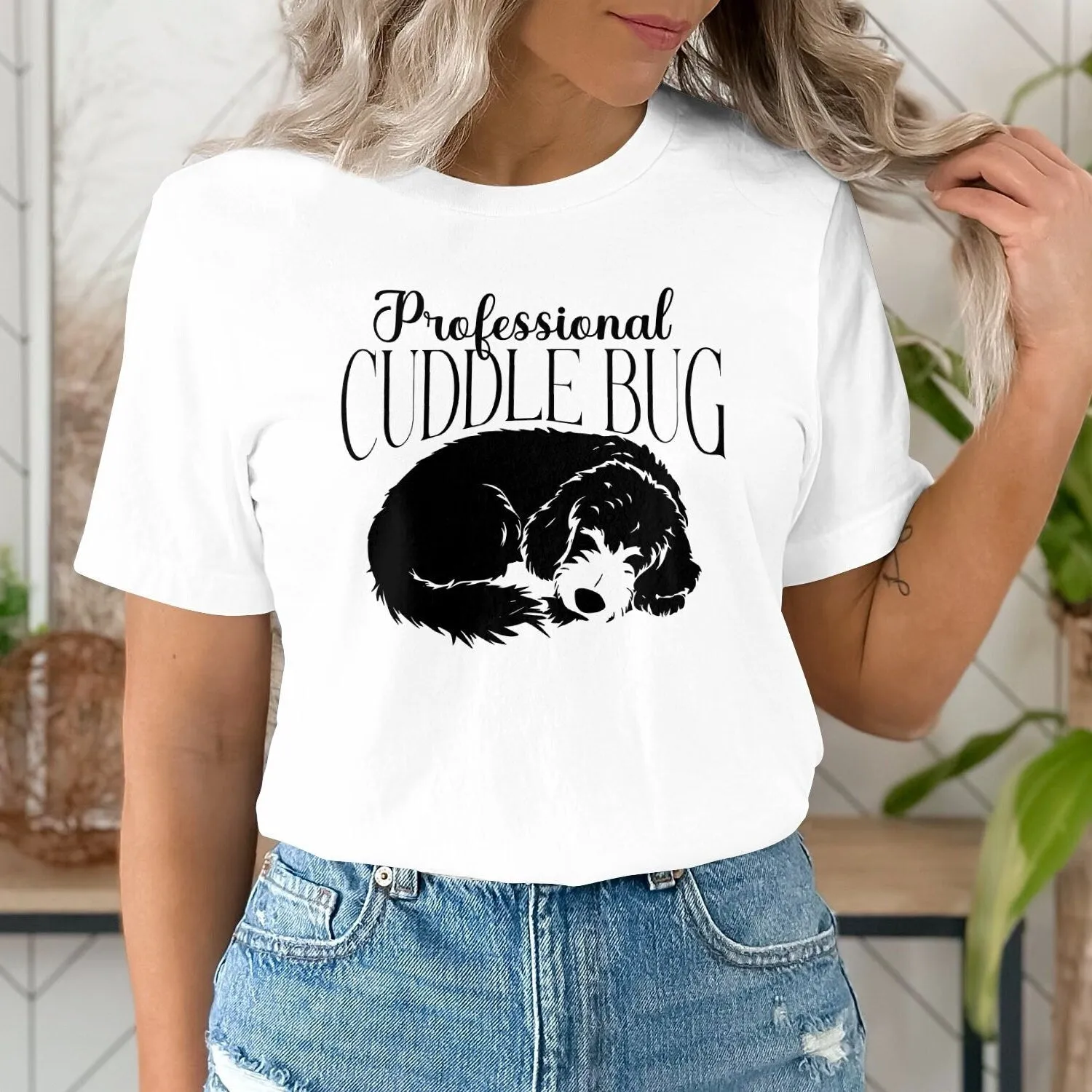 Professional Cuddle Bug Goldendoodle Dog Lover Tee, Cute Sleeping Puppy Shirt, Pet Owner Gift, Cozy Animal Graphic T-Shirt, Casual Wear