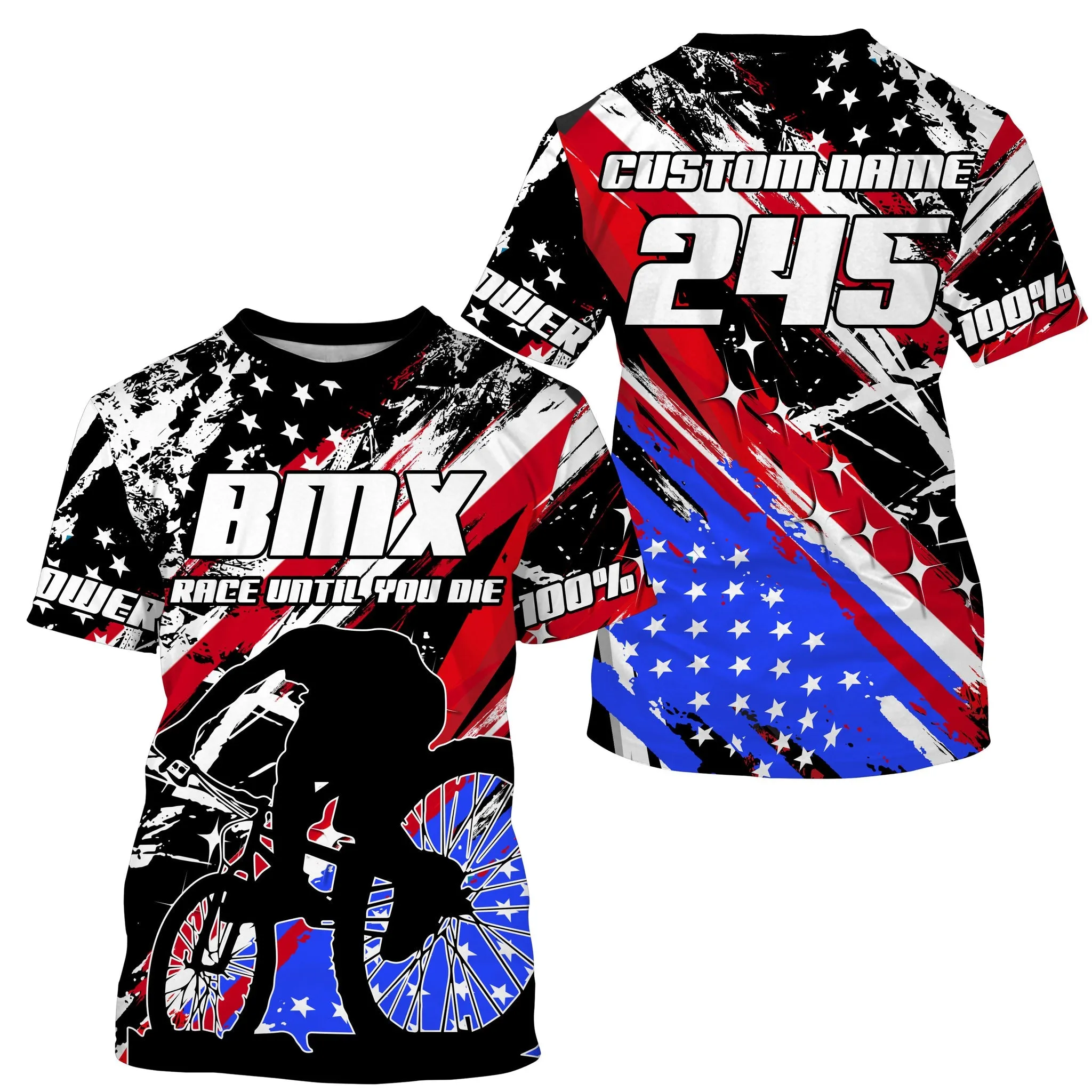 Race Until You Die Custom Patriotic BMX Racing Jersey Cycling Gear USA Bike  Long Sleeve Shirt