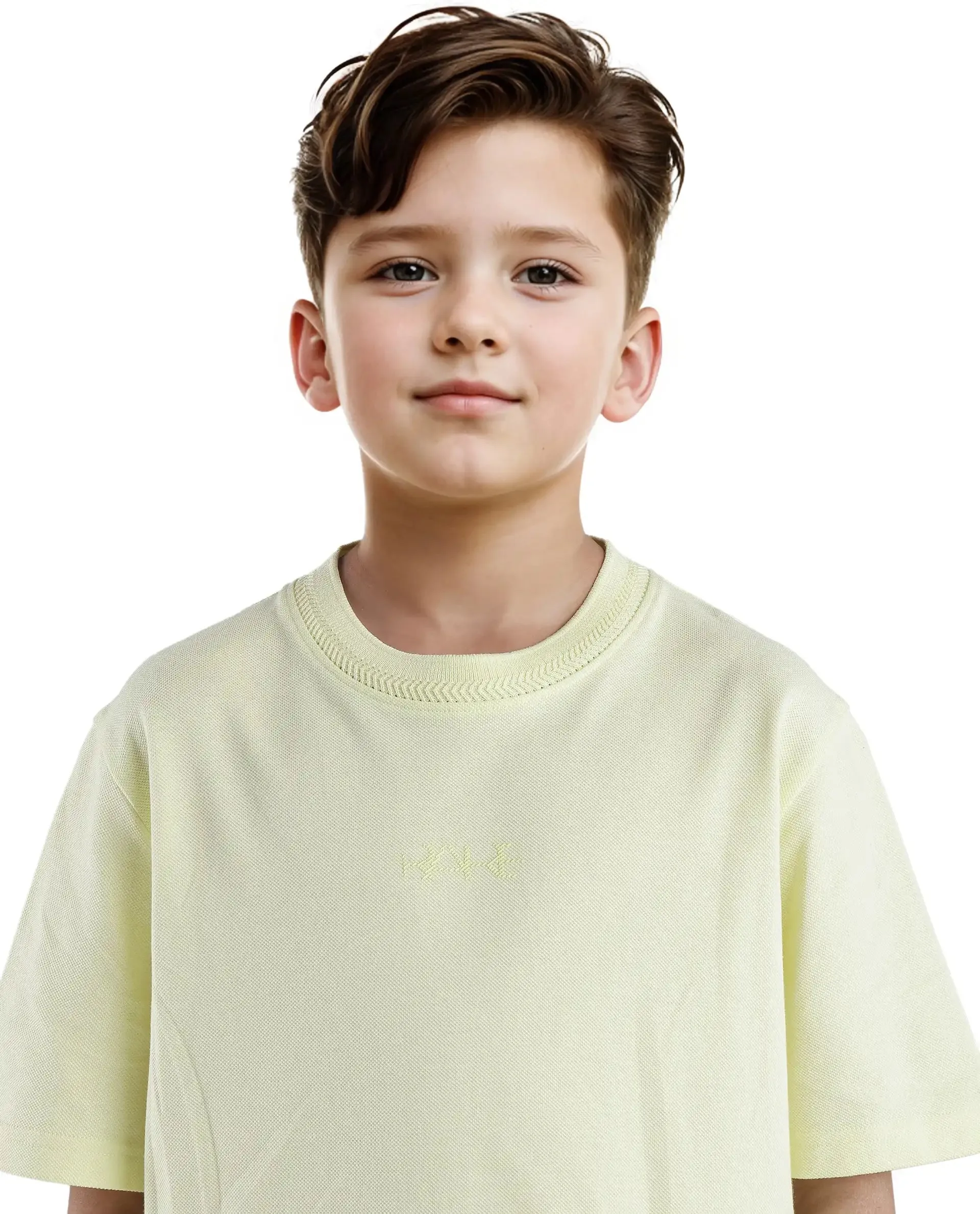 Rare Ones Kids Heron Pastel Green Cotton Fabric Half Sleeves Crew Neck Embroidered T-Shirt