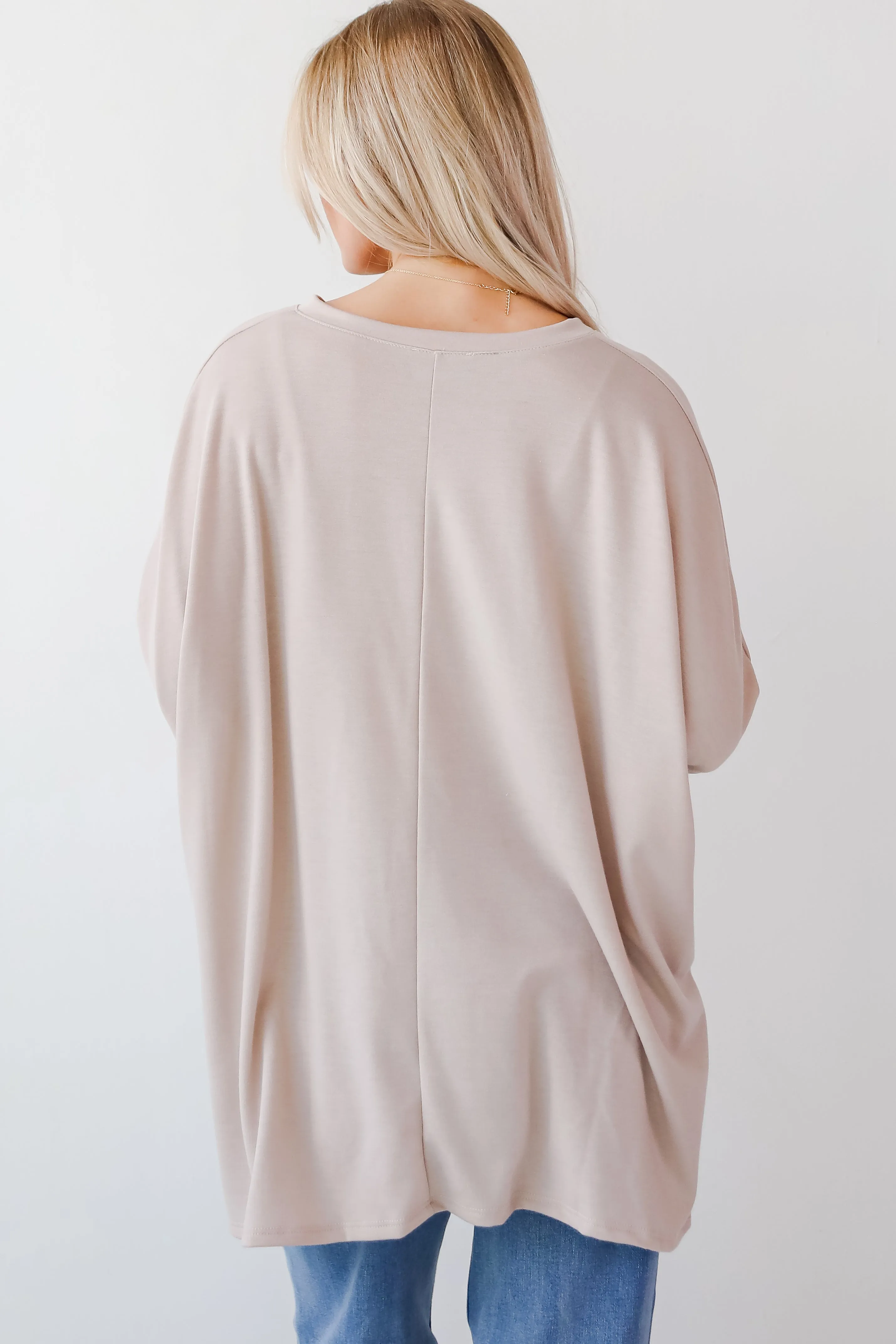 Real Relaxation Taupe Oversized Top - DOORBUSTER