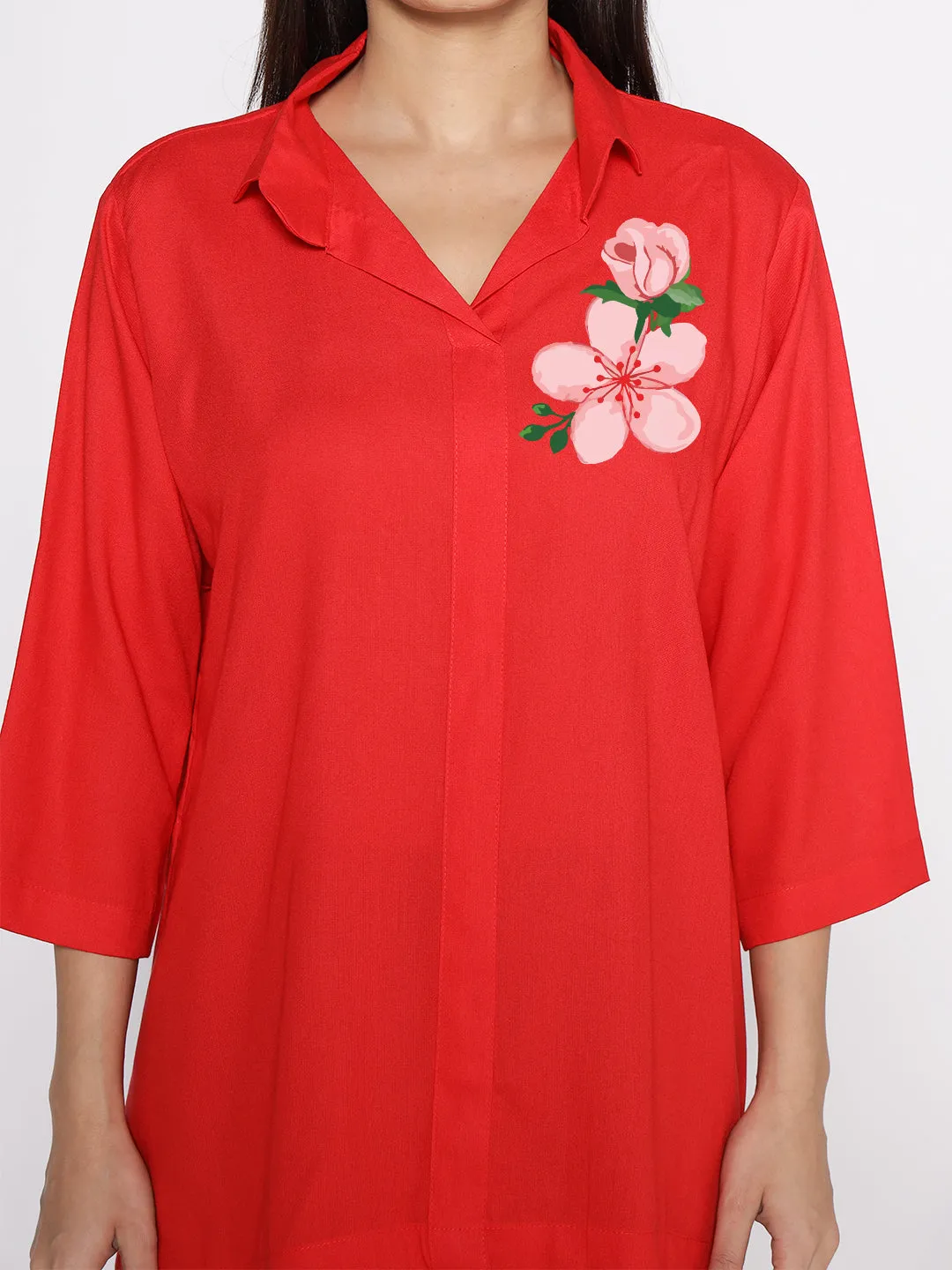 Red Rayon ShirtTop - Giesta