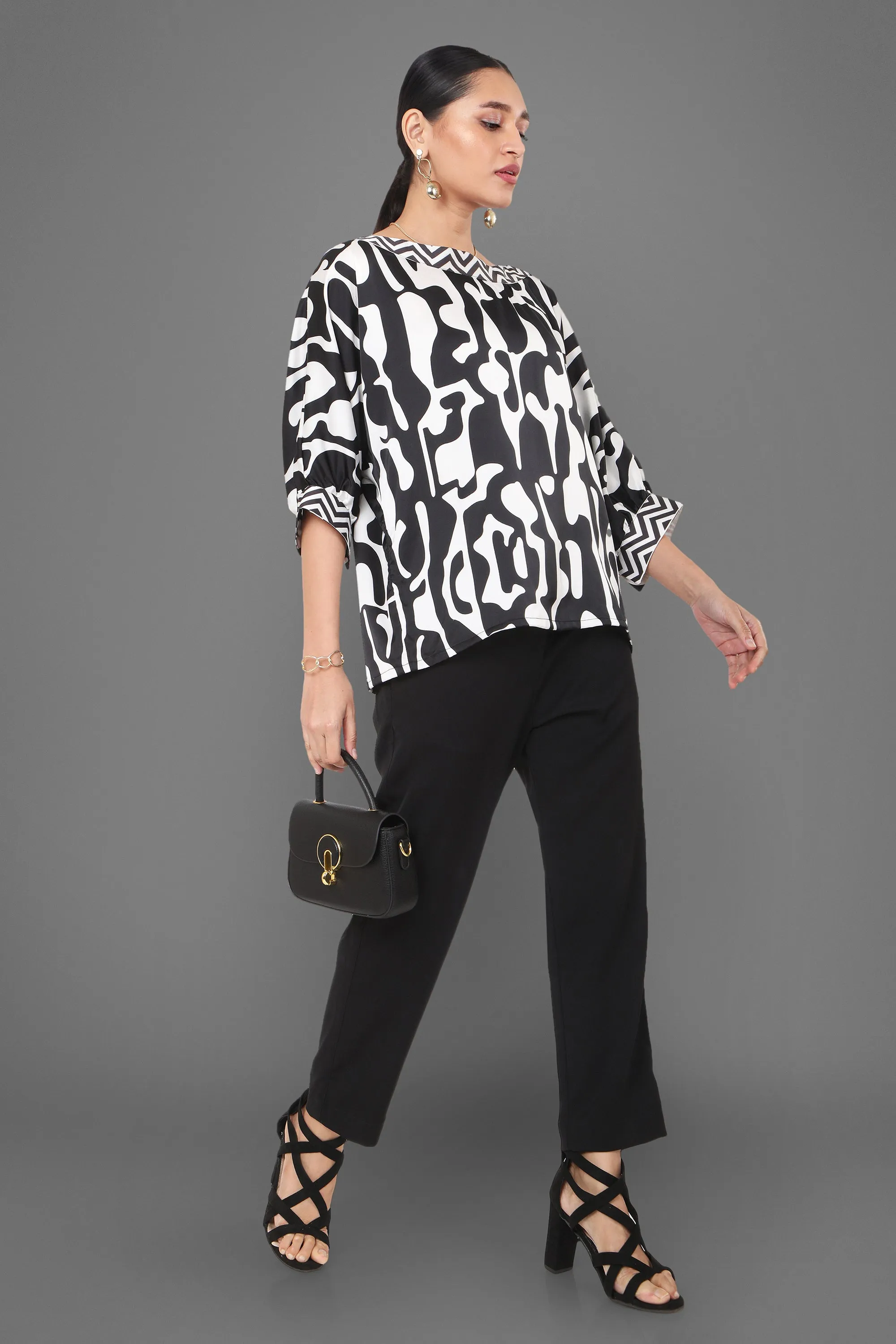 Samara Printed Boat Neck Kimono Top