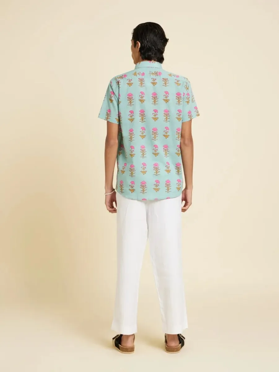 Santorini Pink Lotus Printed Shirt