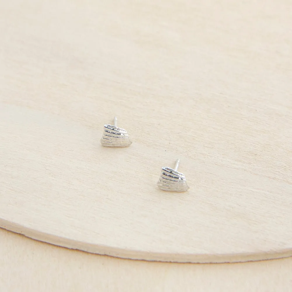 Seashell Stud Earrings - Sterling Silver