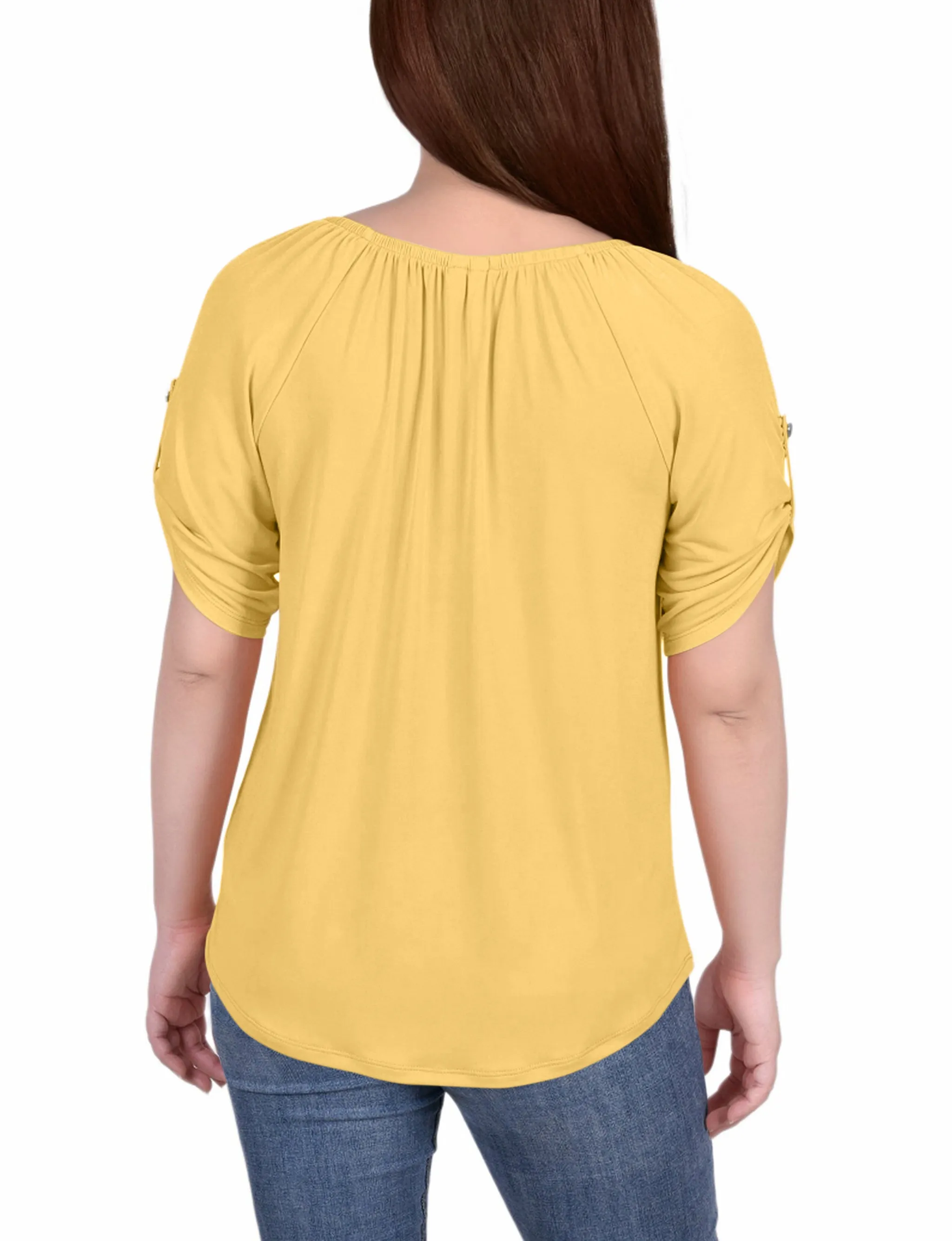 Short Sleeve Round Neck Henley Top