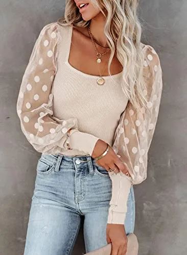 Snowy Fields Dotted Lace Top