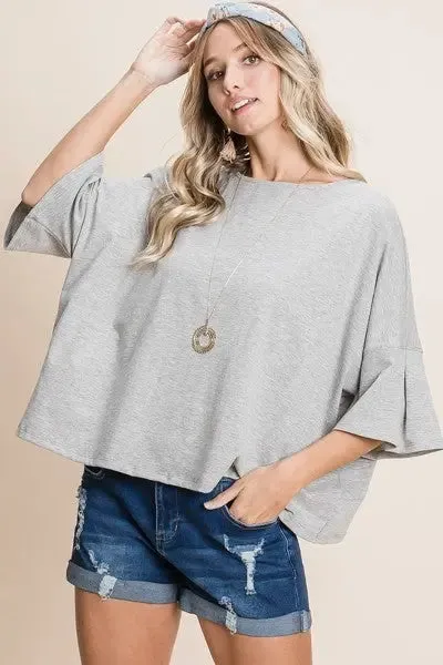 Solid Cotton Casual Top