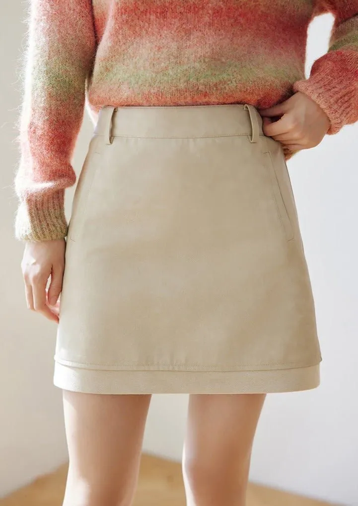 SPRING HIGH WAISTED LEATHER MINI SKIRT